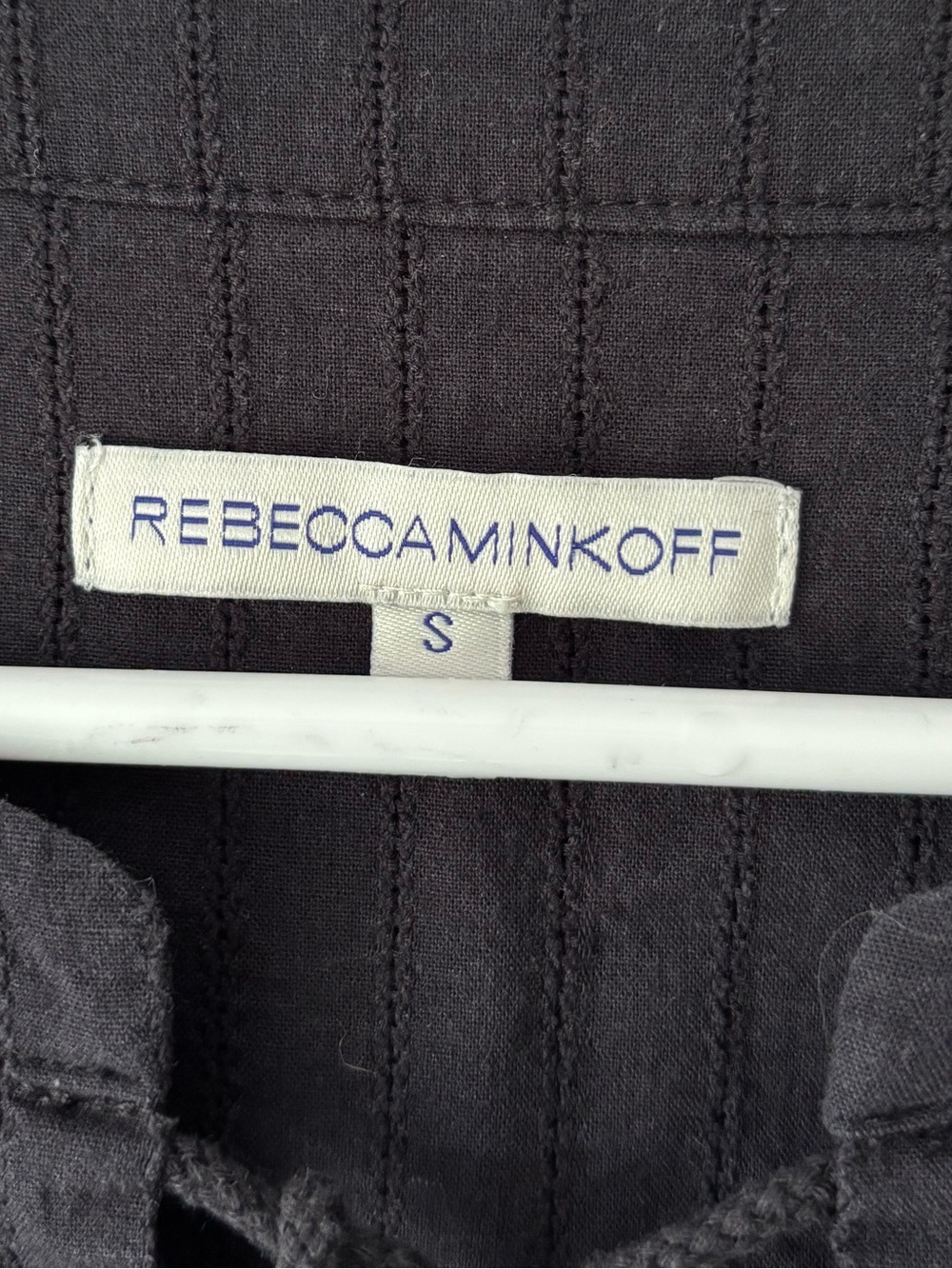 Rebecca Minkoff Black Cotton Peasant Mini Dress Long Sleeve Tie Arms Cottagecore - Picture 4 of 8
